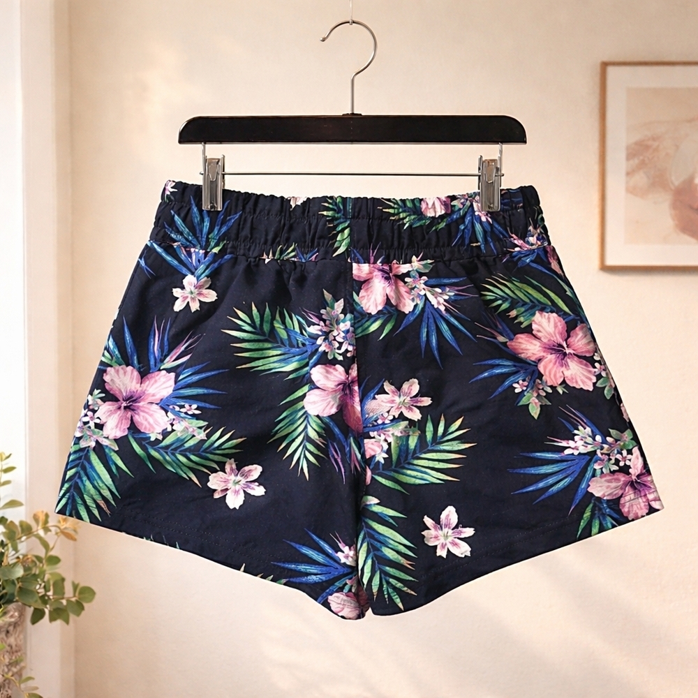 No Boundaries Navy Floral High Waist Shorts